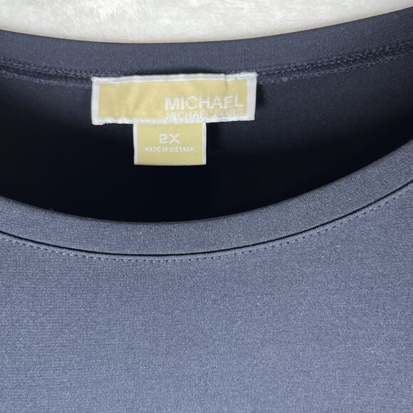 Michael Kors Women's Navy Blue Gold Zippered Scoop Neck Dress Sz XXL Plus 2XL - Picture 4 of 16